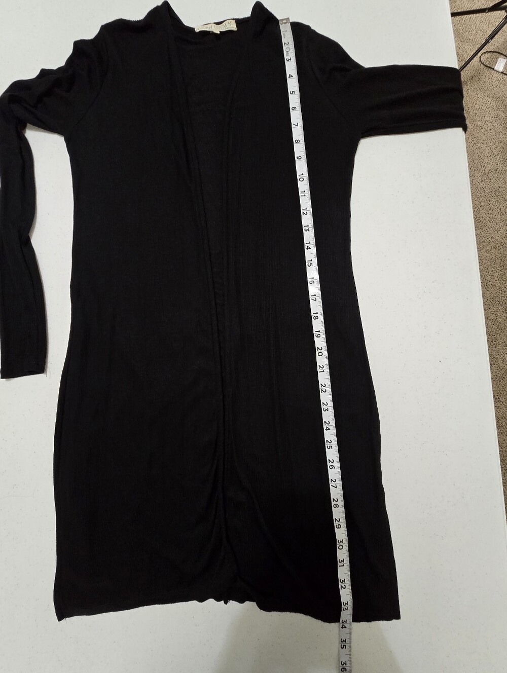 Joah Brown Luna Side Slit Black Rib Knit Cardigan Long Sleeve Women's S/M - Picture 6 of 9